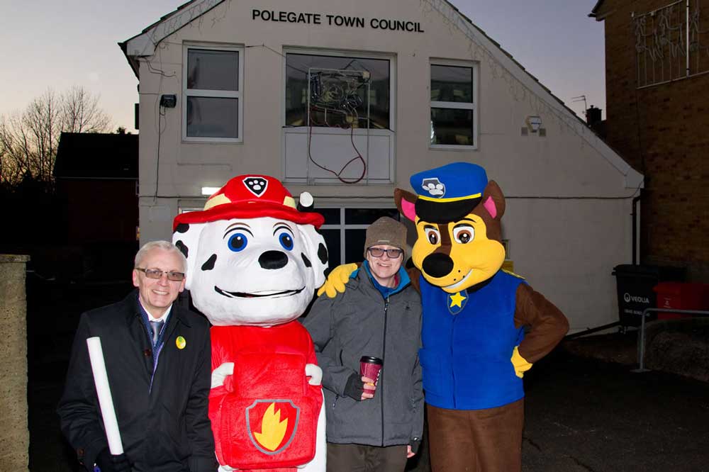 Paw patrol heroes Marshall and Chase meet councillors david and dan