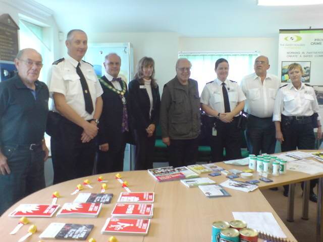 Mayor steve and members of the emergency services at the 2009 crime prevention day event