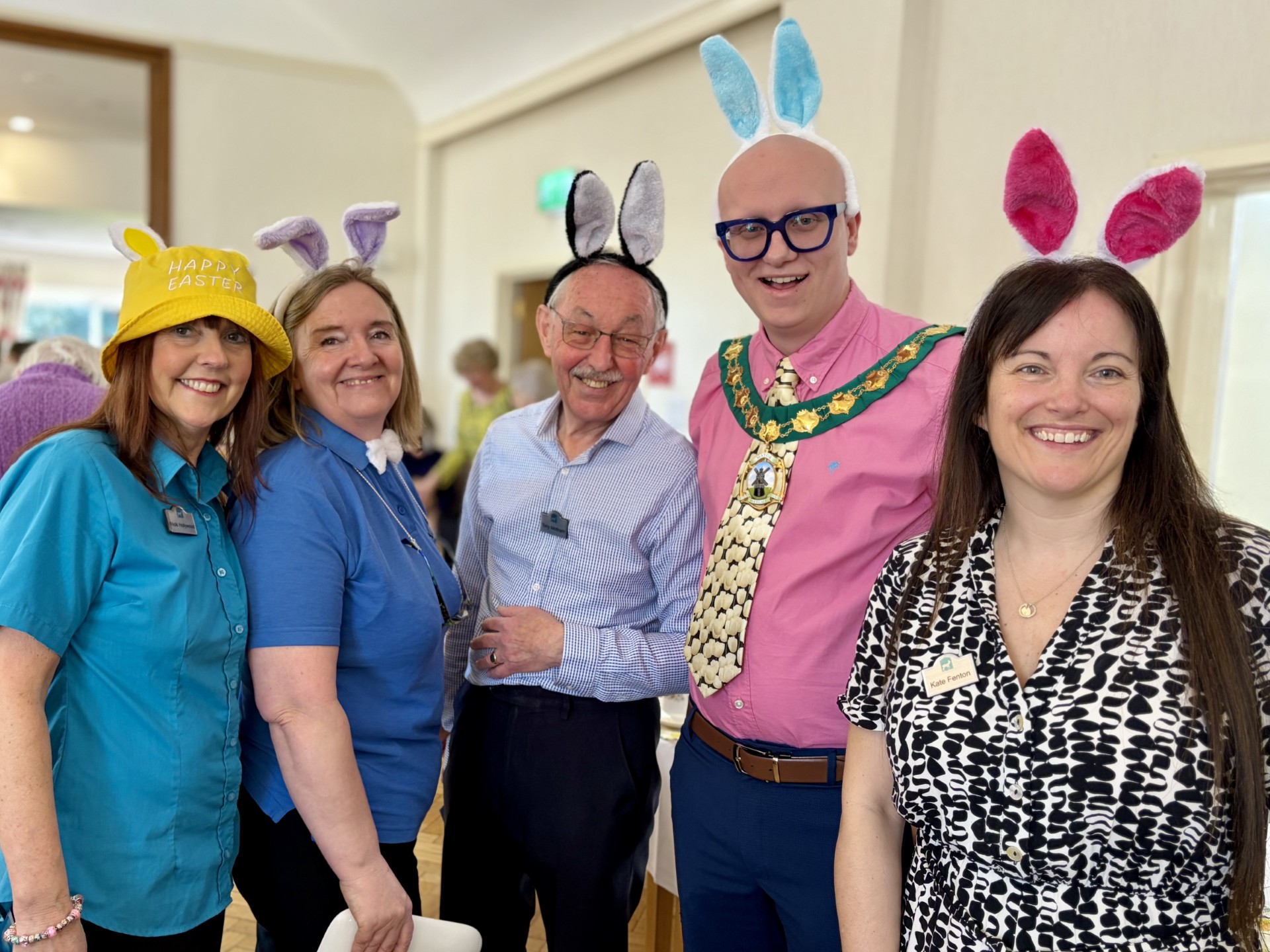 Mayor Dan Dunbar stood with staff from Bernhard Baron Care home