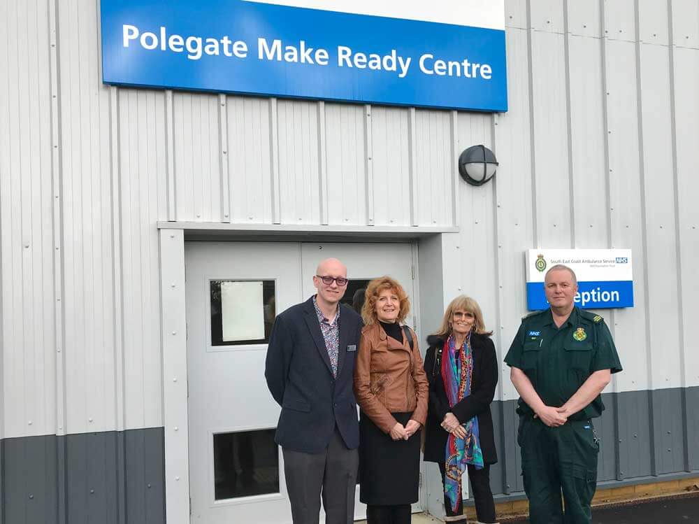 Mayor and Deputy Mayor with Cllr Merle Phillips at the new Make ready Ambulance Centre Polegate