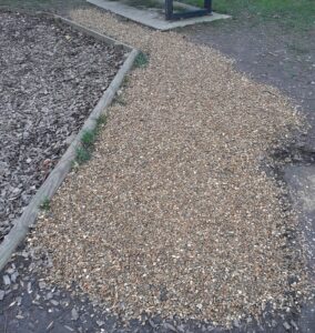 path at oakleaf park with ballast on as it was slippery previously due to mud